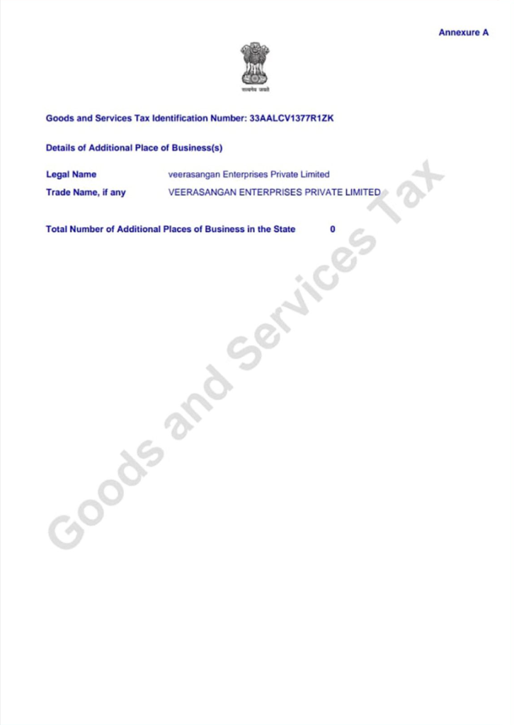 GST Certificate Page 1