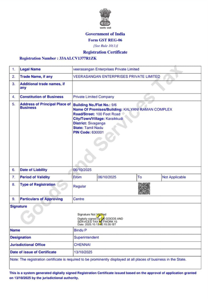 GST Certificate Page 2